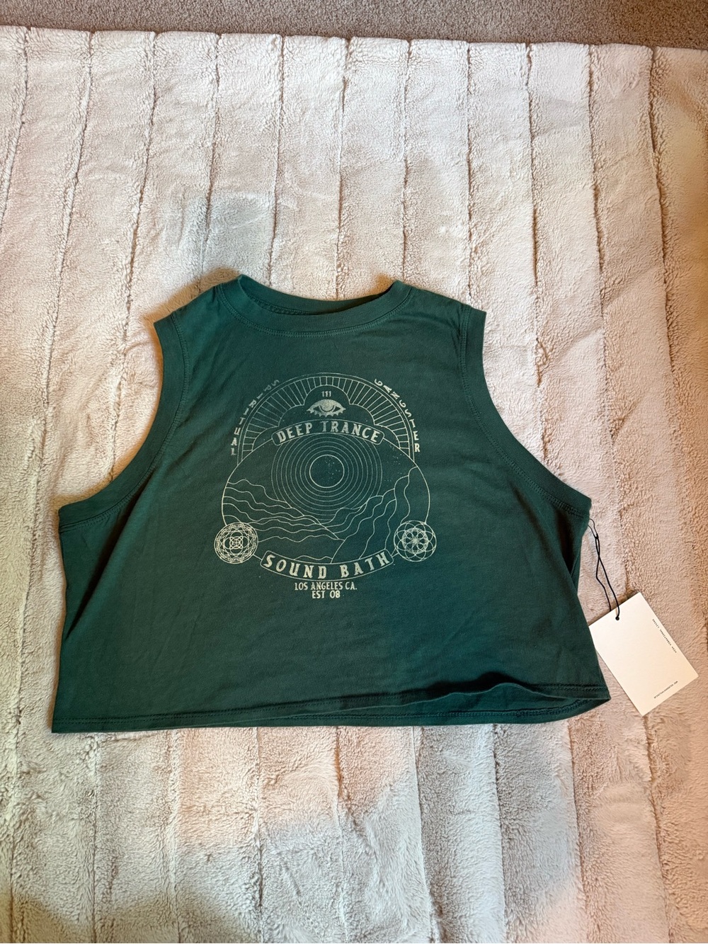 Spiritual Gangster Graphic Crop Tank, Green, Size Medium